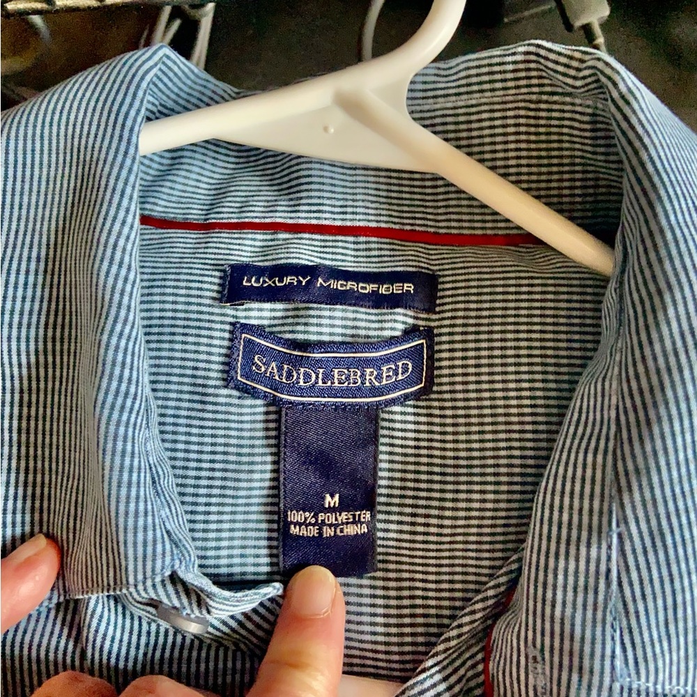 Saddlebred Mens long sleeve shirt (blue stripes)